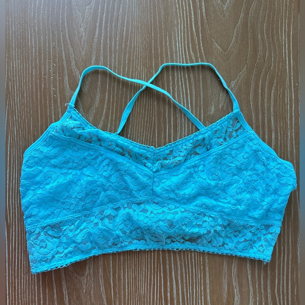 Kirra Aqua Lace Bralette with Crisscross Straps
